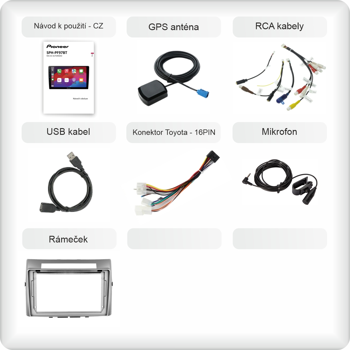 CZ příslušenství pro autorádio Pioneer SPH - PF97BT pro Toyota Corolla carplay a android auto evtech_cz